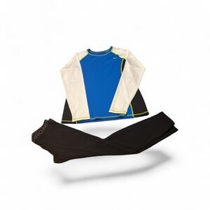 Boys Nike Blue and White Athletic Top with Black Tights